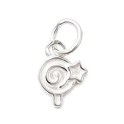 Серебро 925 подвески-леденцы из стерлингового серебра, с перемычками и 925 штампом, серебряные, 9.5x7x1.5 мм, отверстие : 4 мм