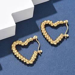 Настоящее золото 18K 304 серьги из нержавеющей стали для женщин, ионное покрытие (ip), сердце, реальный 18 k позолоченный, 22.5x22.5x3 мм