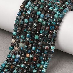 Chrysocolla Natur Chrysokoll Perlen Stränge, Würfel, facettiert, 4x4x4 mm, Bohrung: 0.8 mm, ca. 98 Stk. / Strang, 15.35'' (39 cm)