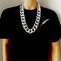 Платина Унисекс толстые ccb пластиковые кубинские цепочки ожерелья, платина, 27.95 дюйм (71 см)