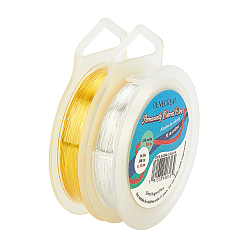 Golden & Silver Round Copper Wire, for Jewelry Making, Golden & Silver, 0.15mm, about 200m/roll, 2 colors, 1roll/color, 2rolls/set