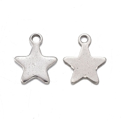 Stainless Steel Color 201 Stainless Steel Charms, Laser Cut, Stamping Blank Tag, Star, Stainless Steel Color, 10x8.5x0.7mm, Hole: 1.4mm