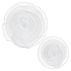 Белый 2 шт. 2 стили броши-цветы из органзы, с пин железа, белые, 155~290 мм