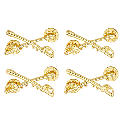Золотой 2 пары армейских кавалерийских мечей, броши из цинкового сплава, Лацкан, золотые, 19.5x39 мм