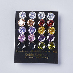 (52) Непрозрачная лаванда Серьги кубического циркония, с 304 фурнитурой из нержавеющей стали, разноцветные, 18x10 мм, контактный: около 0.6 мм