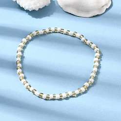 Желтый Эластичные браслеты из АБС-пластика с бусинами для женщин, желтые, внутренний диаметр: 2 дюйм (5.15 см), бусина : 3.5 mm