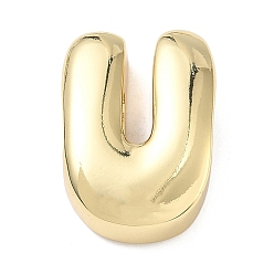 Letter U Латунные бусины с инициалами, реальный 18 k позолоченный, долговечный, стойки покрытие, без свинца и без кадмия, Буква U, 21x15.5x6.5 мм, отверстие : 8.5x4.5 мм