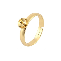 Настоящее золото 18K Латунные регулируемые кольца, за половину пробурено бисера, долговечный, стойки покрытие, без свинца и без кадмия, реальный 18 k позолоченный, штифты : 0.8 мм, 3 мм, размер США 7 (17.3 мм)