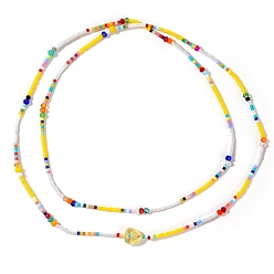 Yellow Ethnic Style Seed Beaded Double Layers Wrap Style Bracelet, Boho Bracelet, Yellow, 26 inch(66cm)