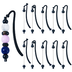 Черный Пластиковые закладки, Закладка с крючком из бисера, чёрные, 90.5x14x1.5 мм