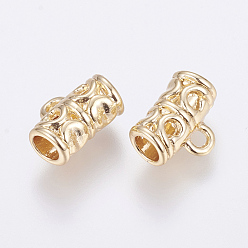 Real 18K Gold Plated Brass Tube Bails, Loop Bails, Long-Lasting Plated, Real 18K Gold Plated, Tube, Golden, 9x11x5.5mm, Hole: 2mm, Inner Diameter: 3.5mm