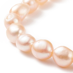 PeachPuff Natural Pearl Beaded Stretch Bracelet for Women, PeachPuff, Inner Diameter: 2-3/8 inch(5.9cm)