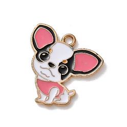 Разноцветный Подвески из эмали и сплава, собака, золотой свет, красочный, 25.5x22.5x1.2 мм, отверстие : 2 мм