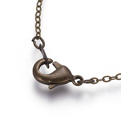 Antique Bronze Brass Necklaces, Antique Bronze Color, chain link: about 1.5mm wide, 2mm long, 18 inch long