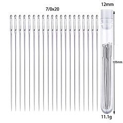 Нержавеющая Сталь Цвет Иглы из нержавеющей стали, тупые иглы с большим ушком, для вышивки крестом, вязание, вышивка лентами, с пластиковой бутылкой для хранения, цвет нержавеющей стали, 70 мм, 20 шт / комплект