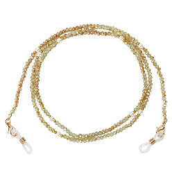 Желто-Зеленый Цепочки для очков, пластиковый ремешок на шею с бусинами для очков, с застежками-клешнями из сплава и резиновыми петлями на концах, желто-зеленый, 765~775x3~3.8 мм