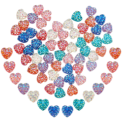 Couleur Mélangete 280 pcs 7 couleurs cabochons en plastique, cœur, couleur mixte, 12x12x3.5~4mm, 40 pcs / couleur