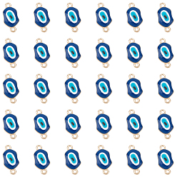 Dark Blue 50Pcs Alloy Enamel Links Connectors, Lip with Evil Eye, Golden, Dark Blue, 10x19.5x2mm, Hole: 1.5mm