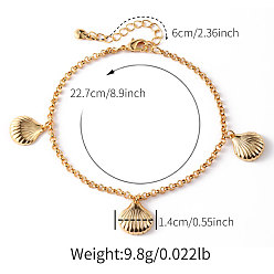 Shell Shape Браслеты на ногу в форме ракушки из латуни для женщин, реальный 18 k позолоченный, формы раковины, 9 дюйм (227 мм)