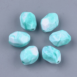 Dunkeltürkis Acryl-Perlen, Nachahmung Edelstein-Stil, Ton zwei, Nuggets, dunkeltürkis, 20.5x17x13.5 mm, Bohrung: 3 mm, ca. 195 Stk. / 500 g