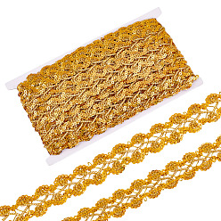 (932FM) Темно-синий аква-матовый с подкладкой Металлизированная кружевная отделка, цветочная декоративная лента с блестками, для рукоделия шитья, аксессуары для одежды, темно-золотистые, 1 дюйм (25 мм), около 14.22 ярдов (13 м) / комплект