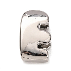 Letter E Латунные бусины, долговечный, стойки покрытие, без свинца и без кадмия, платина, Письмо E, 21x12x7 мм, отверстие : 18x4 мм