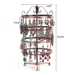 Розово-Коричневый 4-ярусные вращающиеся стенды для железных сережек, Держатель-органайзер для ювелирной башни для хранения сережек, круглые, розово-коричневый, 14x14x30.5 см