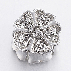 Edelstahl Farbe 304 Edelstahl-Kristall-Strassperlen, Blume, Edelstahl Farbe, 10x8.5 mm, Bohrung: 2 mm
