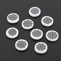 White Handmade Polymer Clay Cabochons, Polymer Clay Slices for Resin Crafts & DIY Projects, Flat Round with Spider Web, White, 9.5~10x1.5~2mm, about 5500pcs/1000g