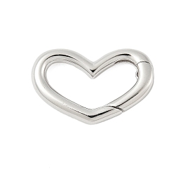 Платина 925 пружинные кольца из стерлингового серебра, сердце, платина, 10x16x2.5 мм