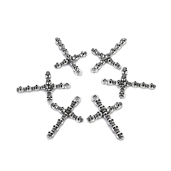 Античное Серебро Сплавочные подвески тибетского стиля, крест с черепом, античное серебро, 38x26x3.5 мм, отверстие : 2 мм