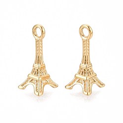 Настоящее золото 18K 304 подвески из нержавеющей стали, Эйфелева башня очарование, ионное покрытие (ip), реальный 18 k позолоченный, 18x8.5~9.5x8.5~9.5 мм, отверстие : 2.2 мм