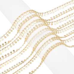 Light Gold 2M 2 Style Brass Link Chains, with Charms, Long-Lasting Plated, Unwelded, Light Gold, 1m/style