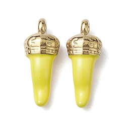 Желтый Ионное покрытие (ip) 304 подвески из нержавеющей стали, с эмалью, реальный 18 k позолоченный, рог изобилия / итальянский рог корничелло амулеты, желтые, 25x10x7 мм, отверстие : 2.2 мм