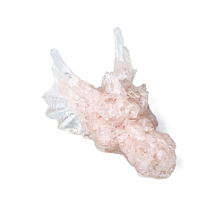 Розовый Кварц Украшение для дисплея головы дракона из смолы, с натуральной крошкой розового кварца внутри статуй для украшения домашнего офиса, 90x60x40 мм