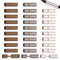 (52) Непрозрачная лаванда 30 шт. 3 цвета латунные штыковые застежки, колонка, фурнитура для кожаного шнура, разноцветные, 17x5 мм