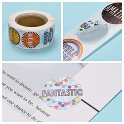 Word Self-Adhesive Paper Stickers, Gift Tag, for Party, Decorative Presents, Round, Colorful, Word, 25mm, 500pcs/roll