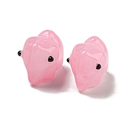 Pink Прозрачные стеклянные бусины ручной работы, бусины ручной работы, с эмалью, слон, розовые, 11x9.5x14.5 мм, отверстие : 1.2~1.4 мм