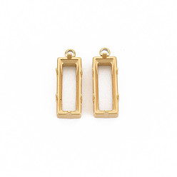 Настоящее золото 14K Ионное покрытие (ip) 304 подвеска из нержавеющей стали с кабошоном, настройки гвоздя горного хрусталя, Настройки зубца, прямоугольные, реальный 14 k позолоченный, лоток : 5x15.5 мм, 19.5x7x5 мм, отверстие : 1.8 мм