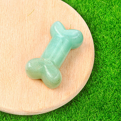 Амазонит Резные фигурки из заживляющей кости из натурального амазонита, Украшения из камня с энергией Рейки, 34x20x10~14 мм