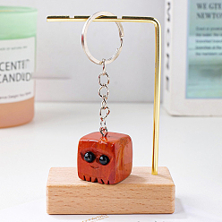 Красный Камень Брелок для домашних животных из натуральной красной яшмы, Брелок с энергетическим камнем в виде куба Рейки для сумки, ювелирного украшения, подарка, 8x2 см