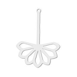 Нержавеющая Сталь Цвет Не тускнеющие 201 подвески из нержавеющей стали, лазерная резка, цветок, цвет нержавеющей стали, 40x28.5x1 мм, отверстие : 1.6 мм