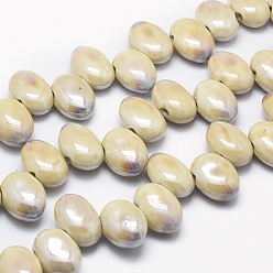 Античный Белый Бусины из экологически чистого фарфора ручной работы, овальные, старинный белый, 23.5~24x18~19x11~13 мм, отверстие : 3 мм