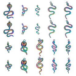 Rainbow Color 4 сумки 2 стили радужные подвески из сплава, змея, без кадмия, без никеля и без свинца, Радуга цветов, 31~41.5x14~16x2.5~4.5 мм, отверстие : 2~2.5 мм, 2 сумки / стиль