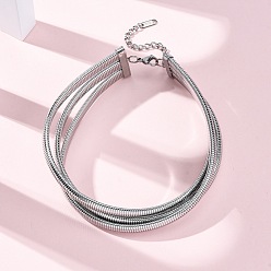 Нержавеющая Сталь Цвет 304 нержавеющая сталь 3-цепочные ожерелья, цвет нержавеющей стали, 12.28 дюйм (31.2 см)