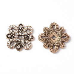 Antique Bronze Alloy Rhinestone Cabochons, Knot, Antique Bronze, 16x16x2mm