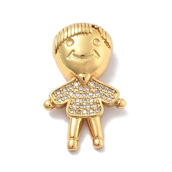 Настоящее золото 18K Латунные микро проложить кубического циркония подвески, без кадмия, без никеля и без свинца, прелести тощего мальчика, реальный 18 k позолоченный, 24.5x15.5x8.5 мм, отверстие : 2.5x2 мм