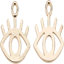 Real 18K Gold Plated Brass Charms, Eye, Real 18K Gold Plated, 11.5x13x1mm, Hole: 1mm, 20pcs/box