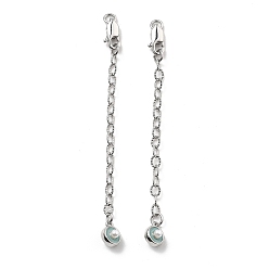 Бирюза Латунная эмаль абс иммитация жемчужный конец с цепочкой, плоско-круглые, без кадмия, без никеля и без свинца, платина, бирюзовые, 73 мм