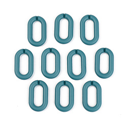 Teal Opaque Spray Painted Acrylic Linking Rings, Quick Link Connectors, for Cable Chains Making, Unwelded, Oval, Teal, 27x16.5x4.5mm, Inner Diameter: 18x7.5mm